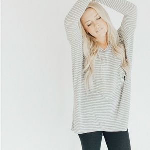 Grey & White Striped CJLA Sweater
